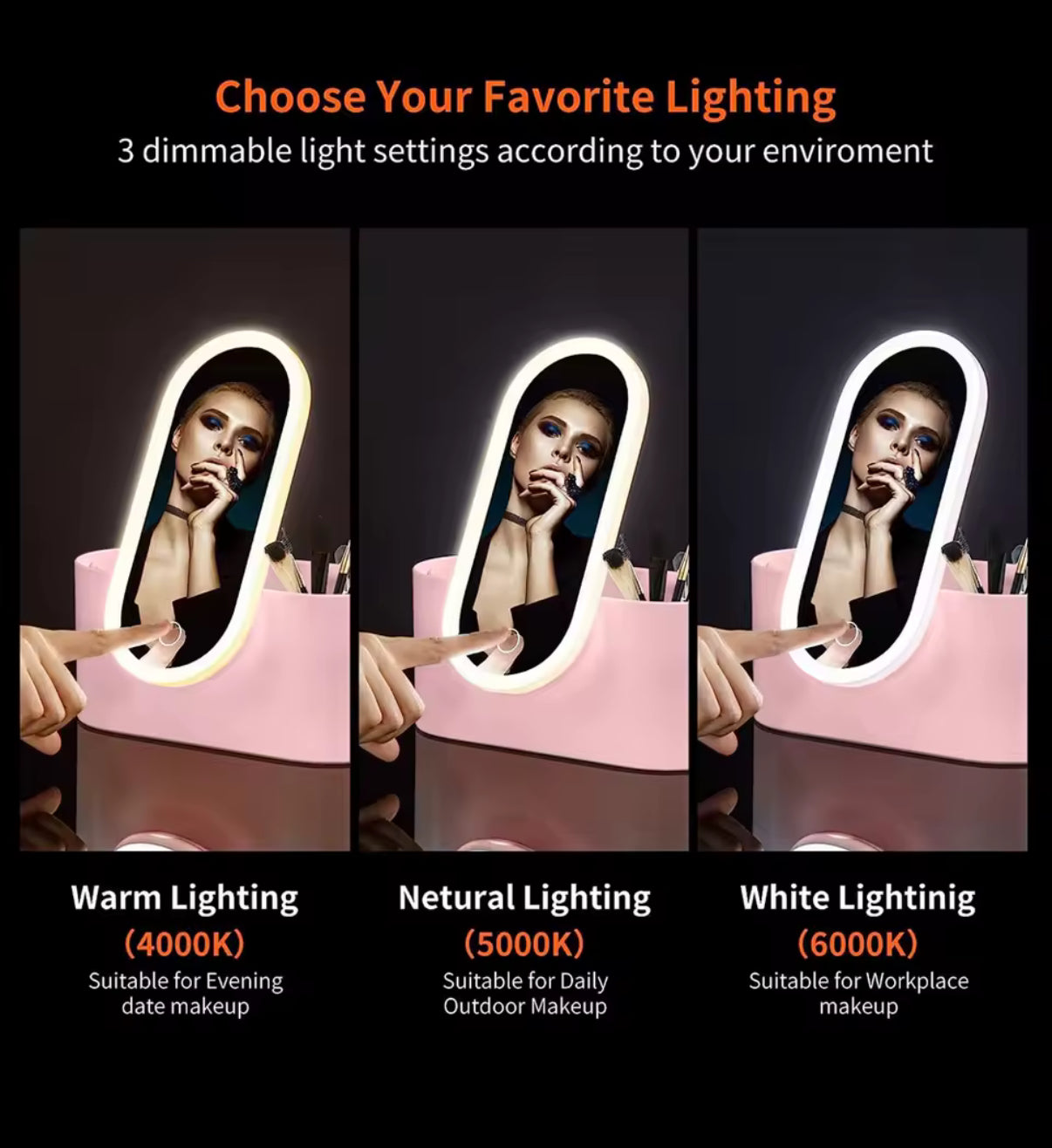 VanityGo Portable Makeup Organzier with LED Vanity Mirror